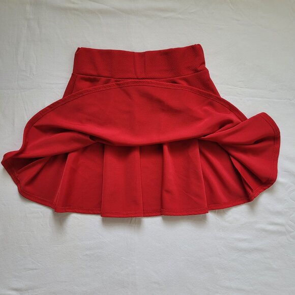 Red Pleated Mini Flare Skater Skirt Womens Medium Coquette Preppy - Picture 5 of 7